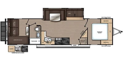 2022 Coachmen Catalina Legacy 303QBCK travel trailer floorplan diagram — Triple C Camper Consignment