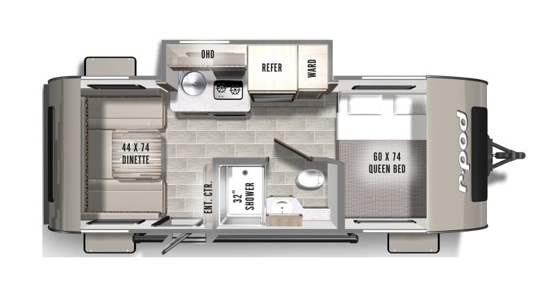 2022 Forest River R-Pod RP190 travel trailer floorplan diagram — Triple C Camper Consignment